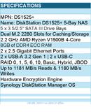 Synology DS1525+ Network Attached Storage - 5 Bay DiskStation Diskless Retail