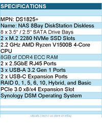 Synology DS1825+ Network Attached Storage - 8 Bay DiskStation Diskless Retail