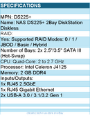 Synology DS225+ NAS - 2 Bay DiskStation Diskless Retail