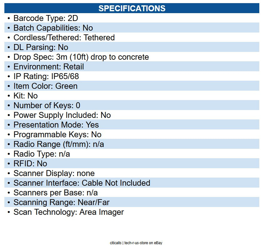 Zebra DS3608-ER20003VZWW DS3608-ER Handheld Barcode Scanner Cable Connectivity