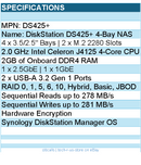 Synology DS425+ Network Attached Storage- 4 Bay DiskStation Diskless Retail