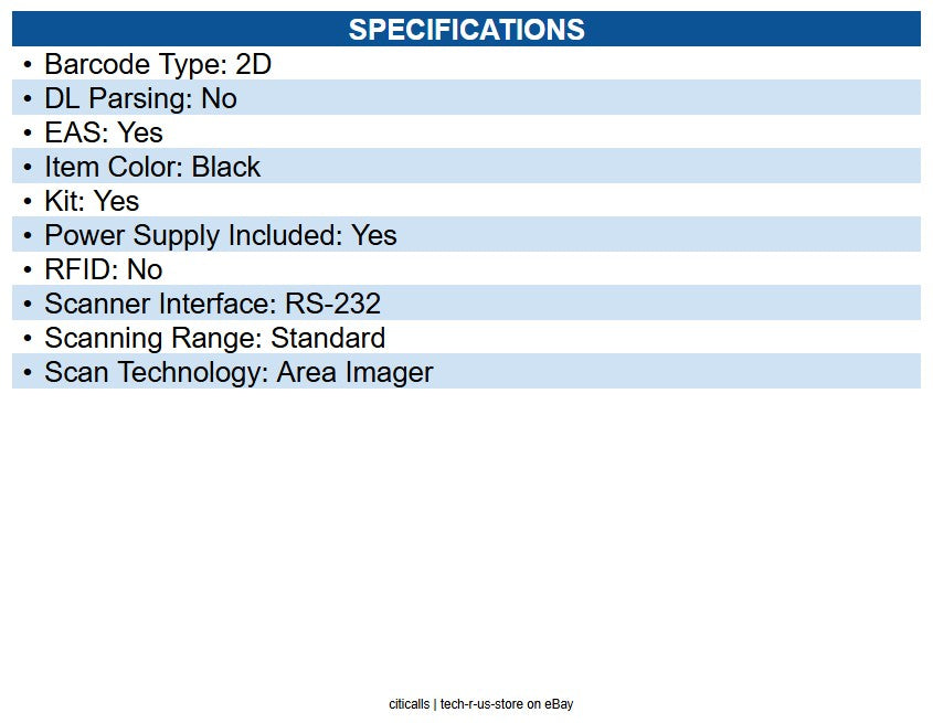 Zebra DS9308-SR4R0110AZU DS9300 Series 1D/2D Presentation Barcode Scanner Cable