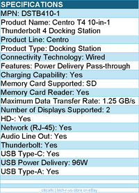 Codi DSTB410-1 Centro T4 10-in-1 Thunderbolt 4 Docking Station