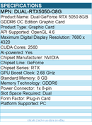 ASUS DUAL-RTX5050-O8G NVIDIA GeForce Graphic Card - 8 GB GDDR6