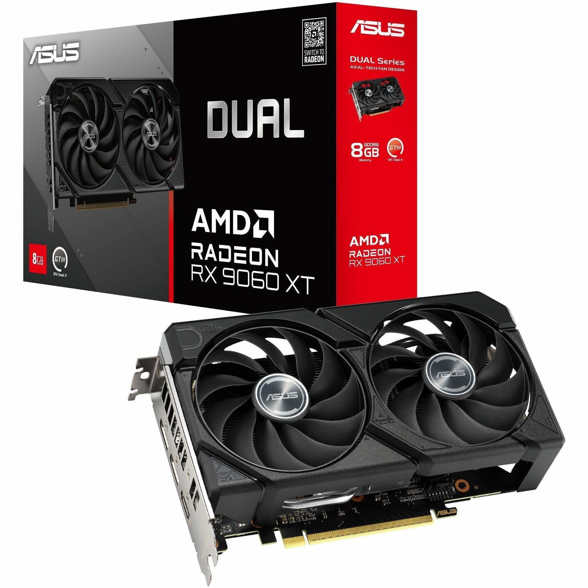 Asus DUAL-RX9060XT-8G AMD Radeon 8GB 7680 GDDR6 PCIe5 HDI- 2x DP Graphics Card