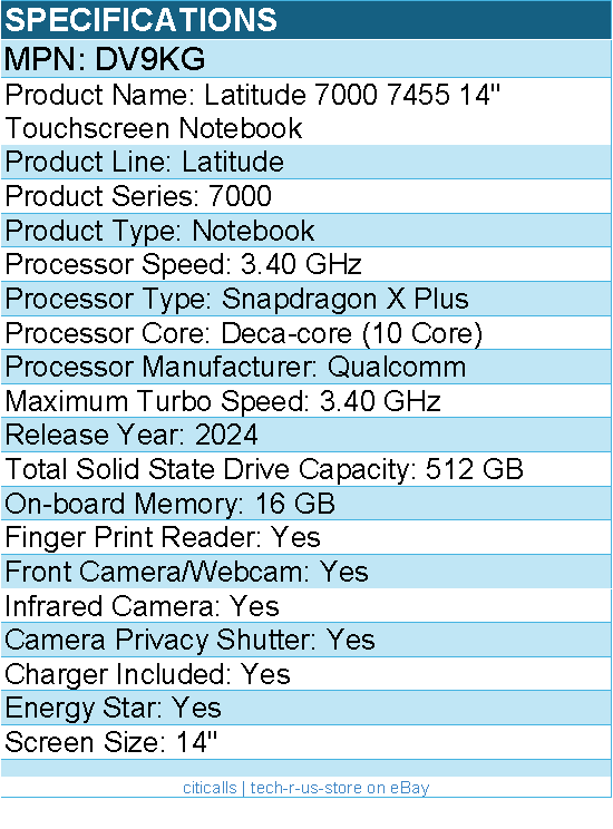 Dell DV9KG Latitude 7000 7455 14" Touchscreen Notebook - QHD+ - Gray