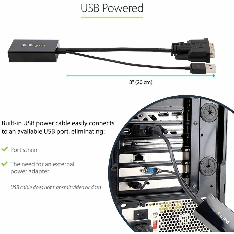 StarTech DVI2DP2 DVI to DisplayPort Adapter with USB Power - Black