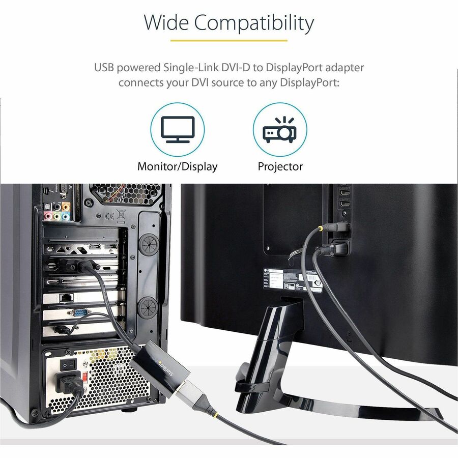 StarTech DVI2DP2 DVI to DisplayPort Adapter with USB Power - Black