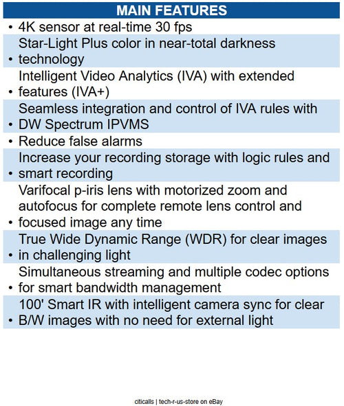 Digital Watchdog DWC-MVD8WIATW MEGApixIVA 4K IR Vandal Ball IP Camera 2.7-13.5mm