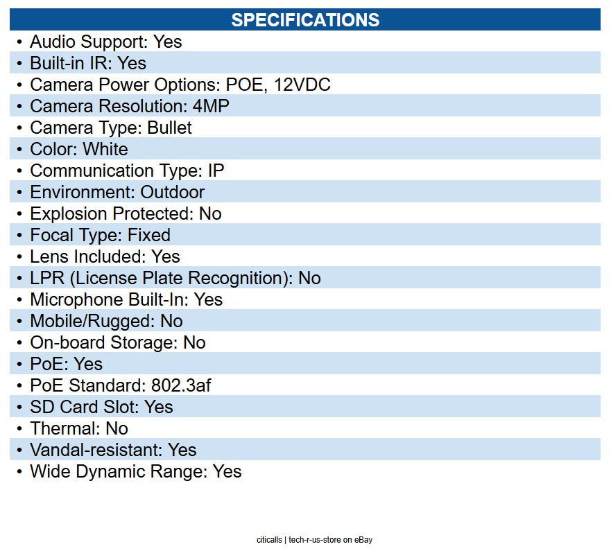 Digital Watchdog DWC-VSBD04BI MEGAPIX Megapixel 2K Network Camera Color, Bullet