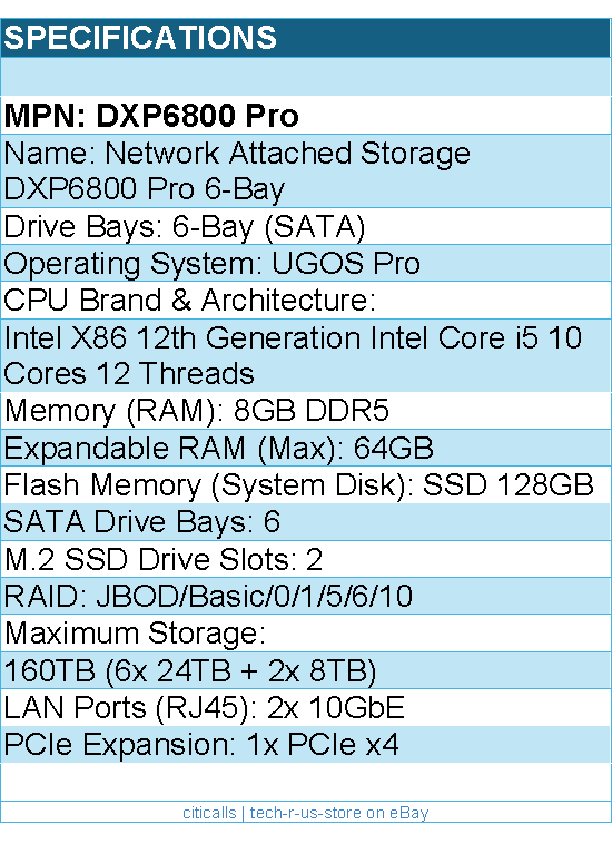 UGREEN DXP6800 Pro NAS - 6-Bay Thunderbolt Ci5 8GB DDR5 Diskless Retail