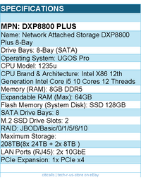 UGREEN DXP8800 Plus NAS - 8-Bay Thunderbolt Ci5 8GB DDR5 Diskless Retail