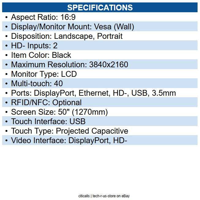 Elo E103738 5054L 50" Interactive Display 50" LCD - Thin Film Transistor (TFT)