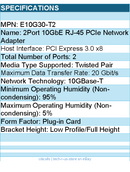 Synology E10G30-T2 2Port 10GbE RJ-45 PCIe Network Adapter Retail