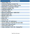 Elo E335119 1991L 19" Class Open-frame LCD Touchscreen Monitor 5:4 - 14 ms - 19"