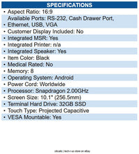 Elo E461790 10-inch I-Series for Android with Google Play Services (3.0) 10.10"