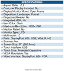 Elo E493591 2794L 27" Class Open-frame LCD Touchscreen Monitor 16:9 - 12 ms