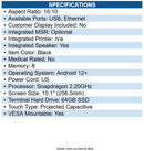 Elo E539154 10.1-inch I-Series 5 STANDARD, Android 14 with GMS, 1920 x 1200