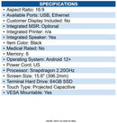 Elo E540294 15.6" I-series 5 Standard Android 14 With Gms, 1920 X 1080 Display