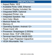 Elo E540294 15.6" I-series 5 Standard Android 14 With Gms, 1920 X 1080 Display