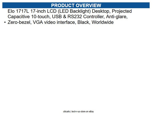 Elo E596951 17-inch LCD (LED Backlight) Desktop, Projected Capacitive 10-touch