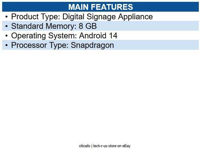Elo E620713 Backpack 5 Digital Signage Appliance Qualcomm Snapdragon QCS6490