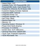 Elo E743853 I-Series 3 POS Terminal (Intel Core i5 i5-1245UL - vPro Technology