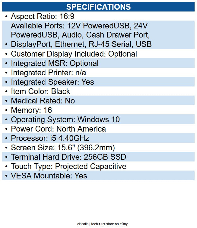 Elo E743853 I-Series 3 POS Terminal (Intel Core i5 i5-1245UL - vPro Technology