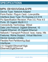 Intel E810XXVDA4LG1P5 Ethernet Network Adapter E810-XXVDA4