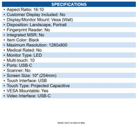 Elo E967935 1004LS 10"" Class LED Touchscreen Monitor - 16:10 - 30 ms - 10.1"