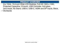 Elo E969292 1504L 15.6-inch Wide LCD Desktop, Full HD 1920 x 1080 - Anti-glare