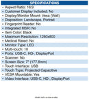 Elo E970862 0764L 7-inch HD Optically bonded LCD (LED Backlight), Open Frame