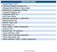 Elo 1064L 10" Class Open-frame LED Touchscreen Monitor 16:10 - 29 ms - 10.1"