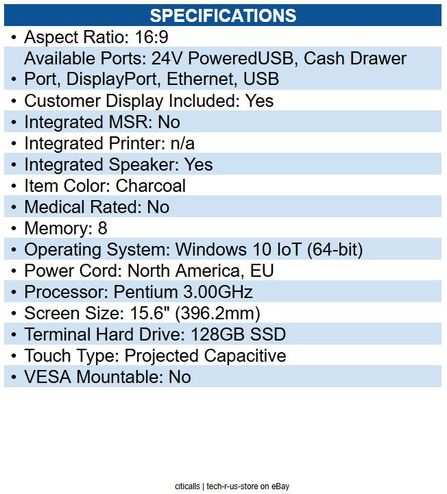 Elo E984657 EloPOS Z30 POS Terminal Pentium J6426 - 8 GB DDR4 SDRAM - 128 GB SSD