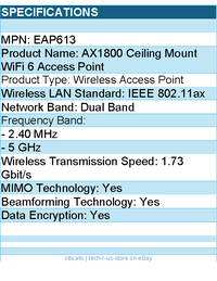 TP-Link EAP613 AX1800 Ceiling Mount Wi-Fi 6 Access Point retail