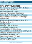 Adesso EasyTouch 1300 Keyboard - Wired/Wireless Connectivity - Bluetooth/RF