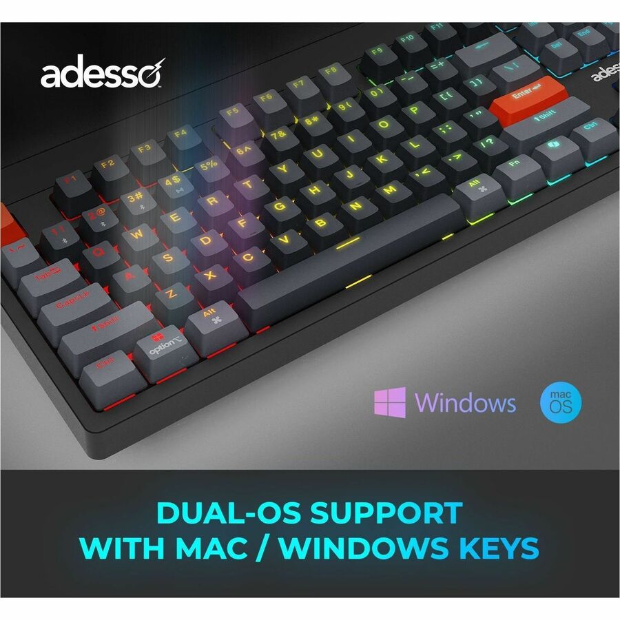 Adesso EasyTouch 1300 Keyboard - Wired/Wireless Connectivity - Bluetooth/RF