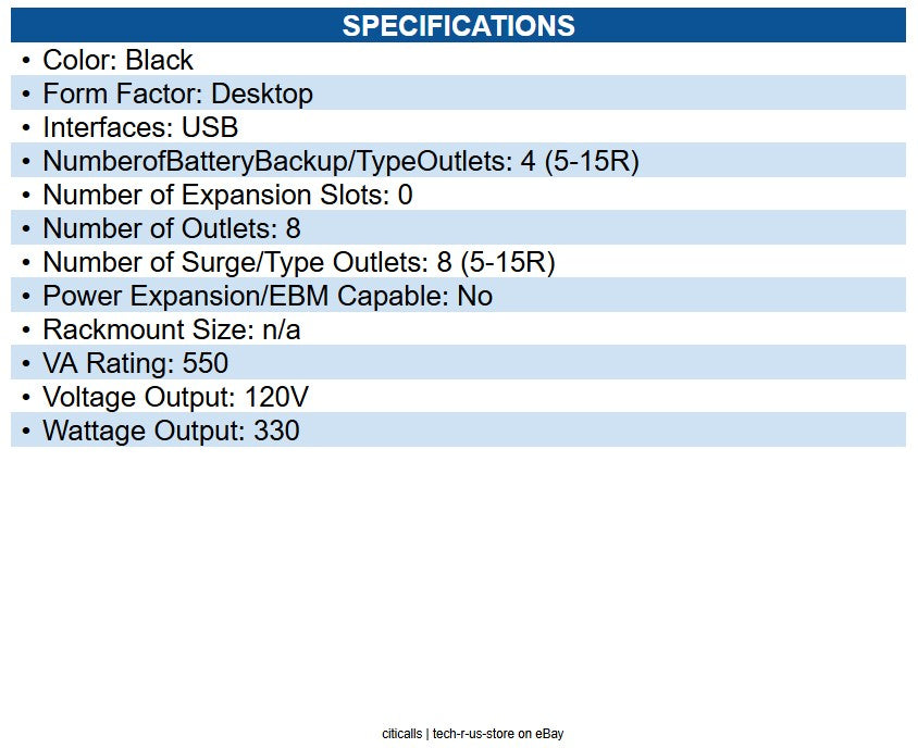 CyberPower EC550G 550VA/330W,Simulated SineWave,NEMA 5-15p