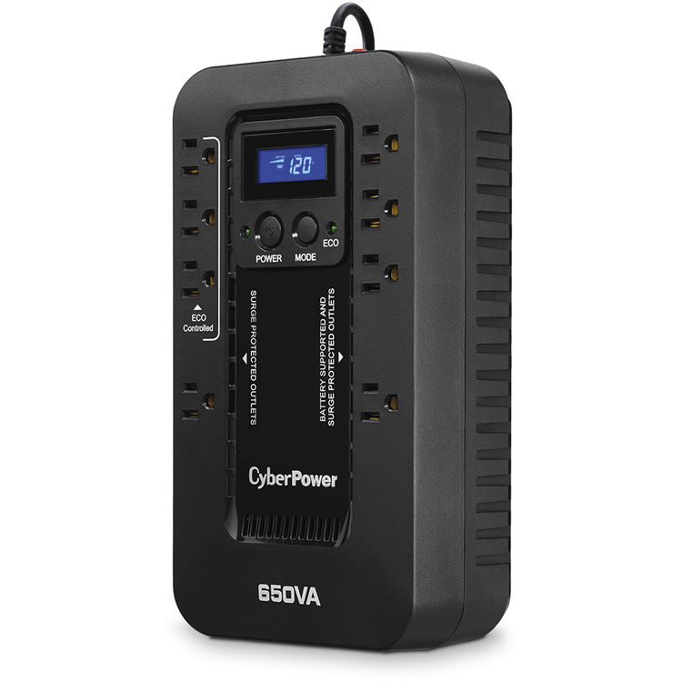 CyberPower EC650LCD 650VA/390W, Simulated Sine Wave, NEMA 5-15P, 5 ft cord