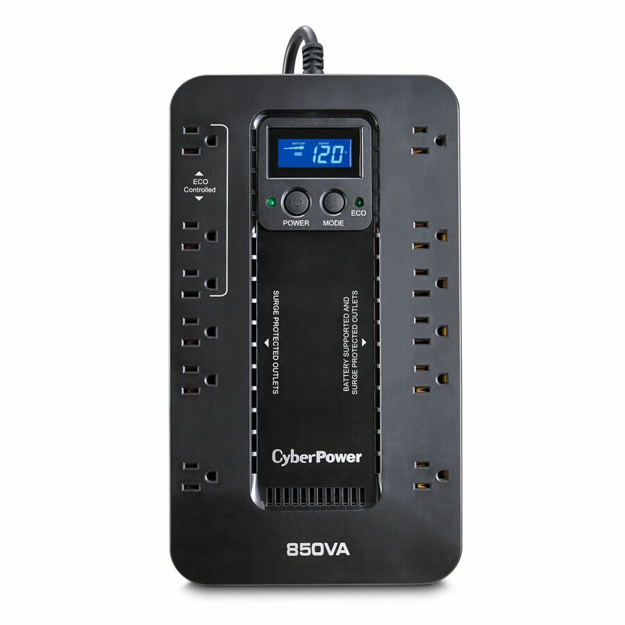 CyberPower EC850LCD Ecologic UPS Systems - 850VA/510W, 120 VAC - NEMA 5-15P