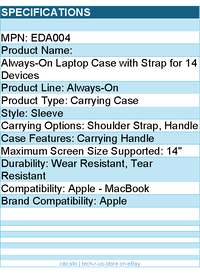 Belkin EDA004 Always-On Carrying Case (Sleeve) for 14" Apple Notebook,Chromebook