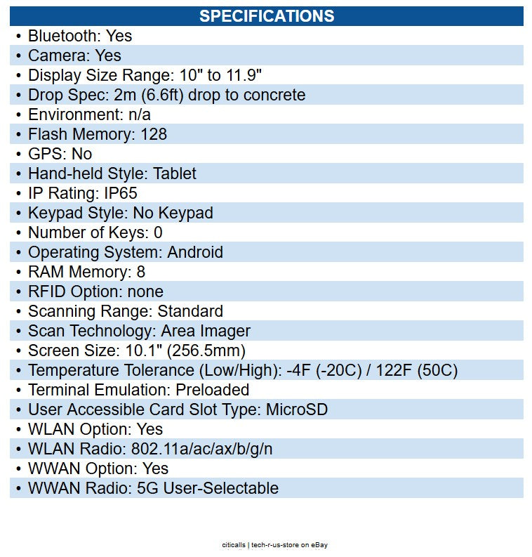 Honeywell EDA10A-11BE94N21UK ScanPal EDA10A Rugged Tablet 10" Full HD - Qualcomm