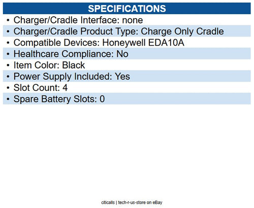 Honeywell EDA10A-CB-1 Cradle Docking - Tablet PC - 4 Slot - Charging Capability