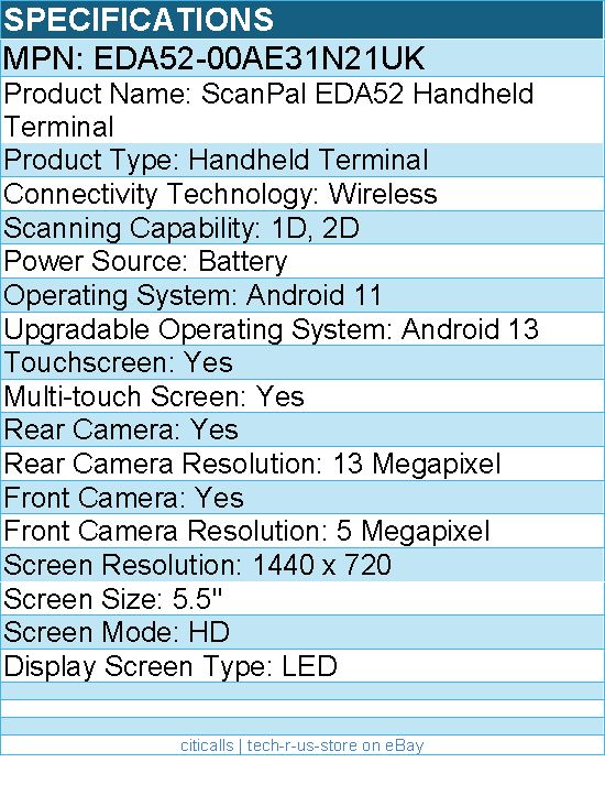 Honeywell EDA52-00AE31N21UK ScanPal EDA52 Handheld Terminal - 1D, 2D