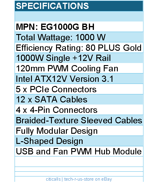 Lian-Li EG1000G BH Power Supply - 1000W 80+ Gold Black with Hub Full Modular ATX