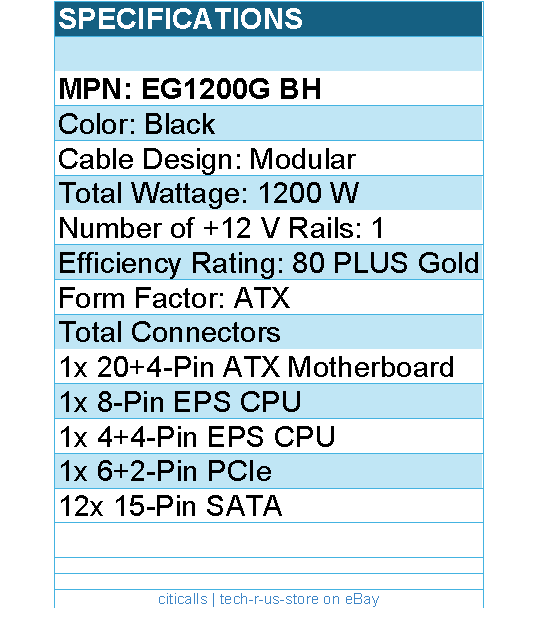 Lian-Li EG1200G BH Power Supply - 1200W 80+ Gold Black with Hub Full Modular ATX