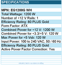 Lian-Li EG1200G WH Power Supply - 1200W 80+ Gold White with Hub Full Modular ATX