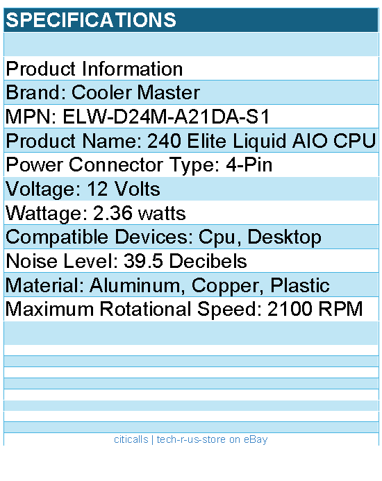 Cooler Master ELW-D24M-A21DA-S1 240 Elite Liquid CPU Liquid Cooler