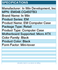 In Win EM048.CQ450TB3 EM Computer Case - Mini-tower - Black