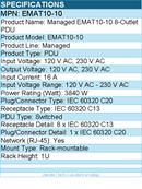 Eaton EMAT10-10 Managed Rack PDU 3.84 kW max 200-240V 16A 50-60Hz 1U